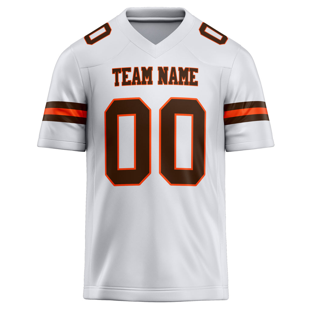 Personalized White & Brown Solid Colour Football Jersey