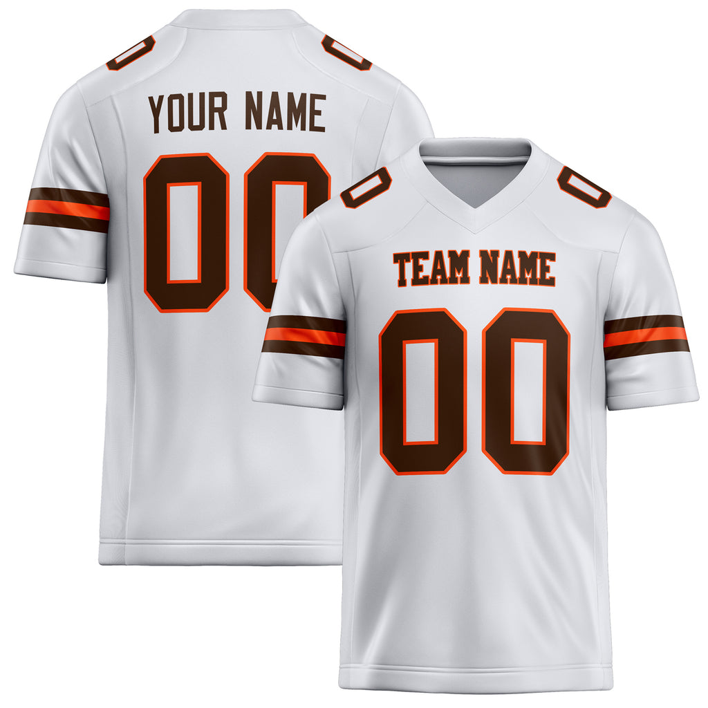 Personalized White Brown Solid Colour Football Jersey FT02240730WH542