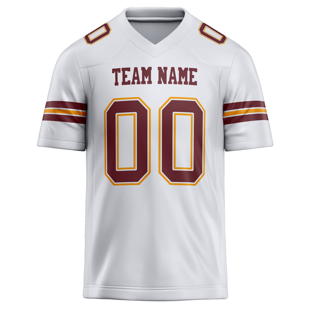 Personalized White & Maroon Solid Colour Football Jersey