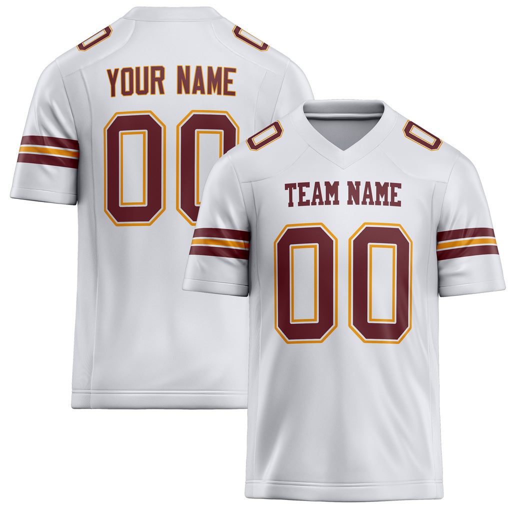 Personalized White Maroon Solid Colour Football Jersey FT02240730WH543