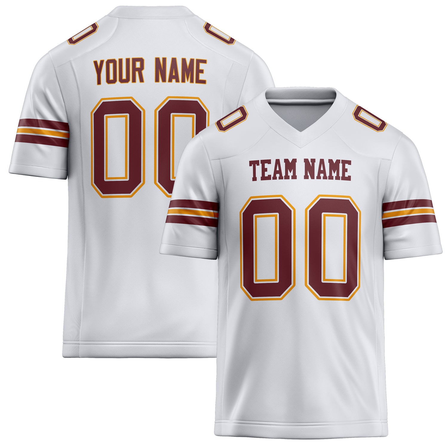 Personalized White Maroon Solid Colour Football Jersey FT02240730WH543