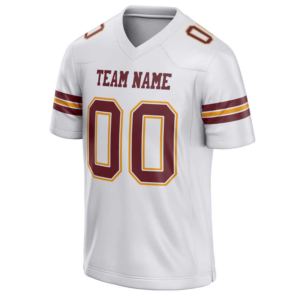 Personalized White & Maroon Solid Colour Football Jersey
