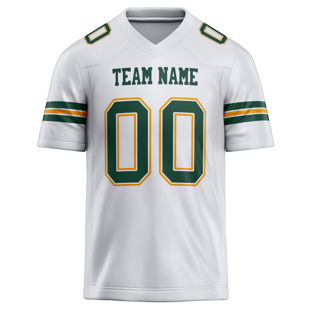 Personalized White & Kelly Green Solid Colour Football Jersey