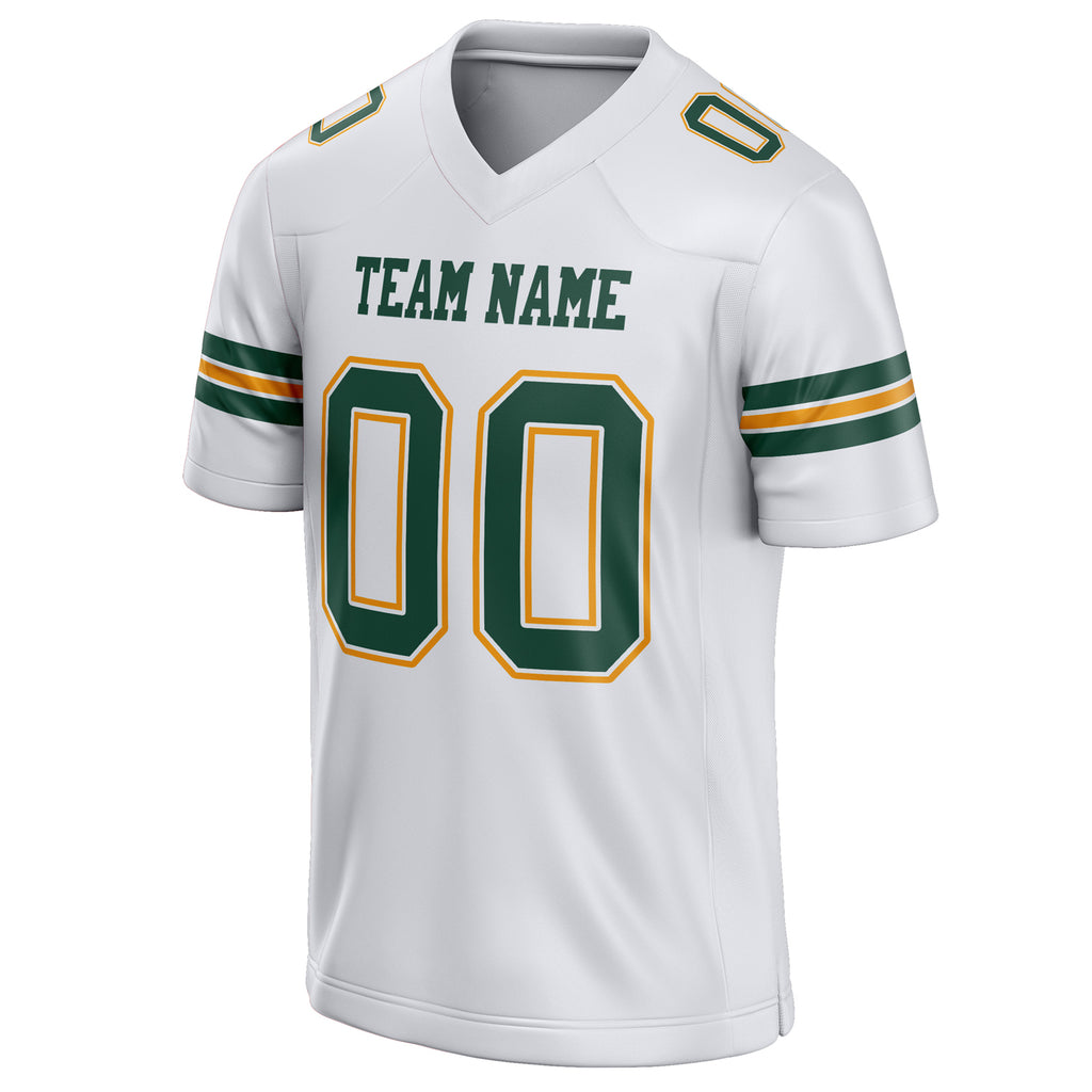 Personalized White & Kelly Green Solid Colour Football Jersey