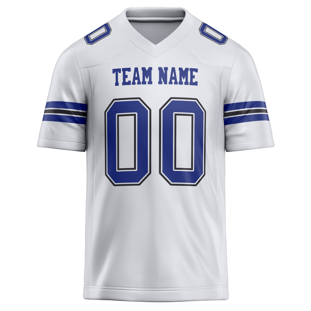 Personalized White & Royal Solid Colour Football Jersey