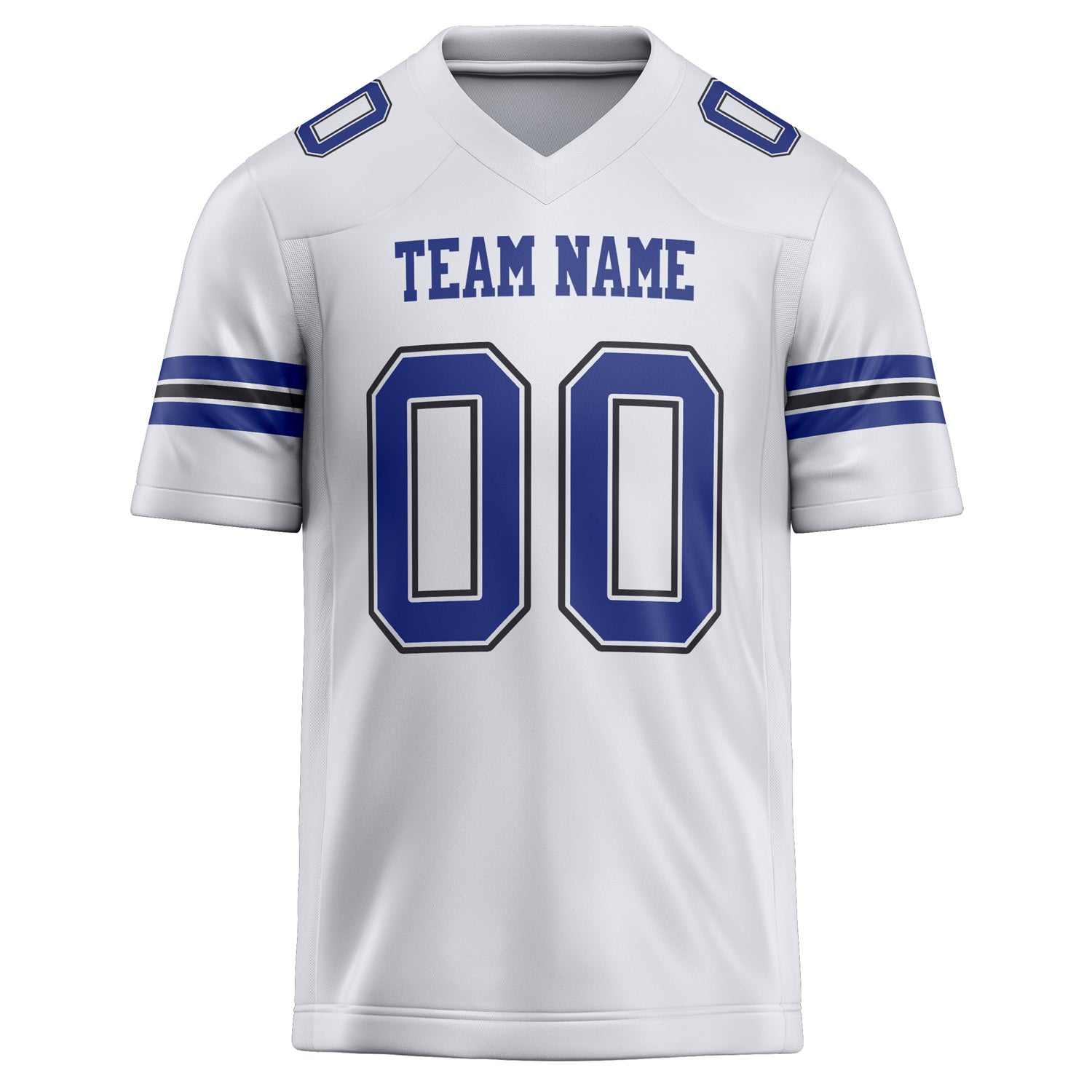 Personalized White & Royal Solid Colour Football Jersey