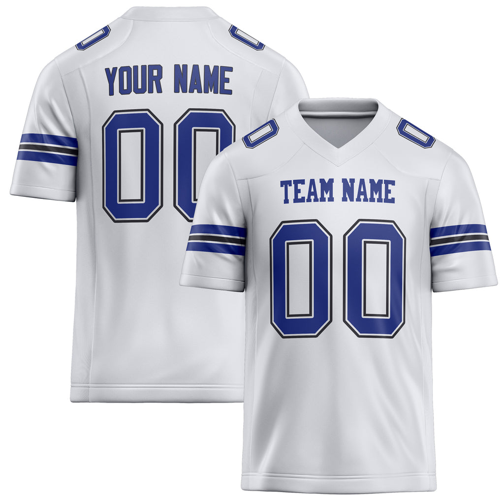 Personalized White Royal Solid Colour Football Jersey FT02240730WH545