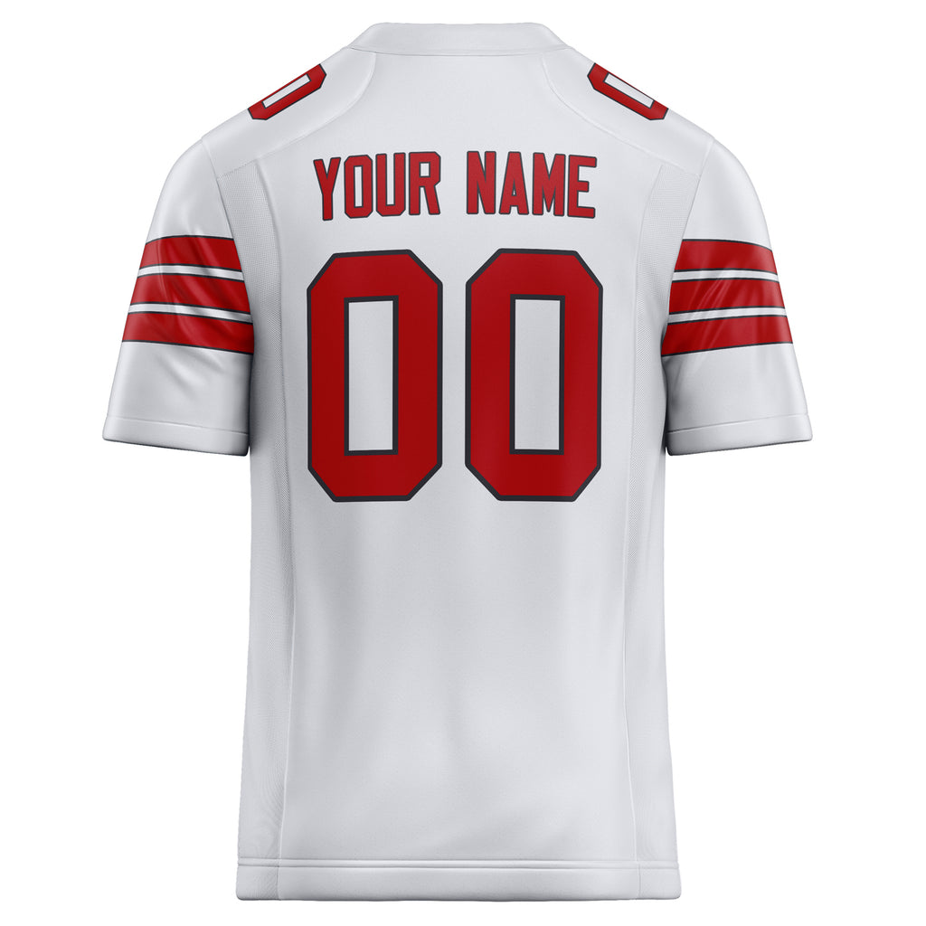 Personalized White & Red Solid Colour Football Jersey