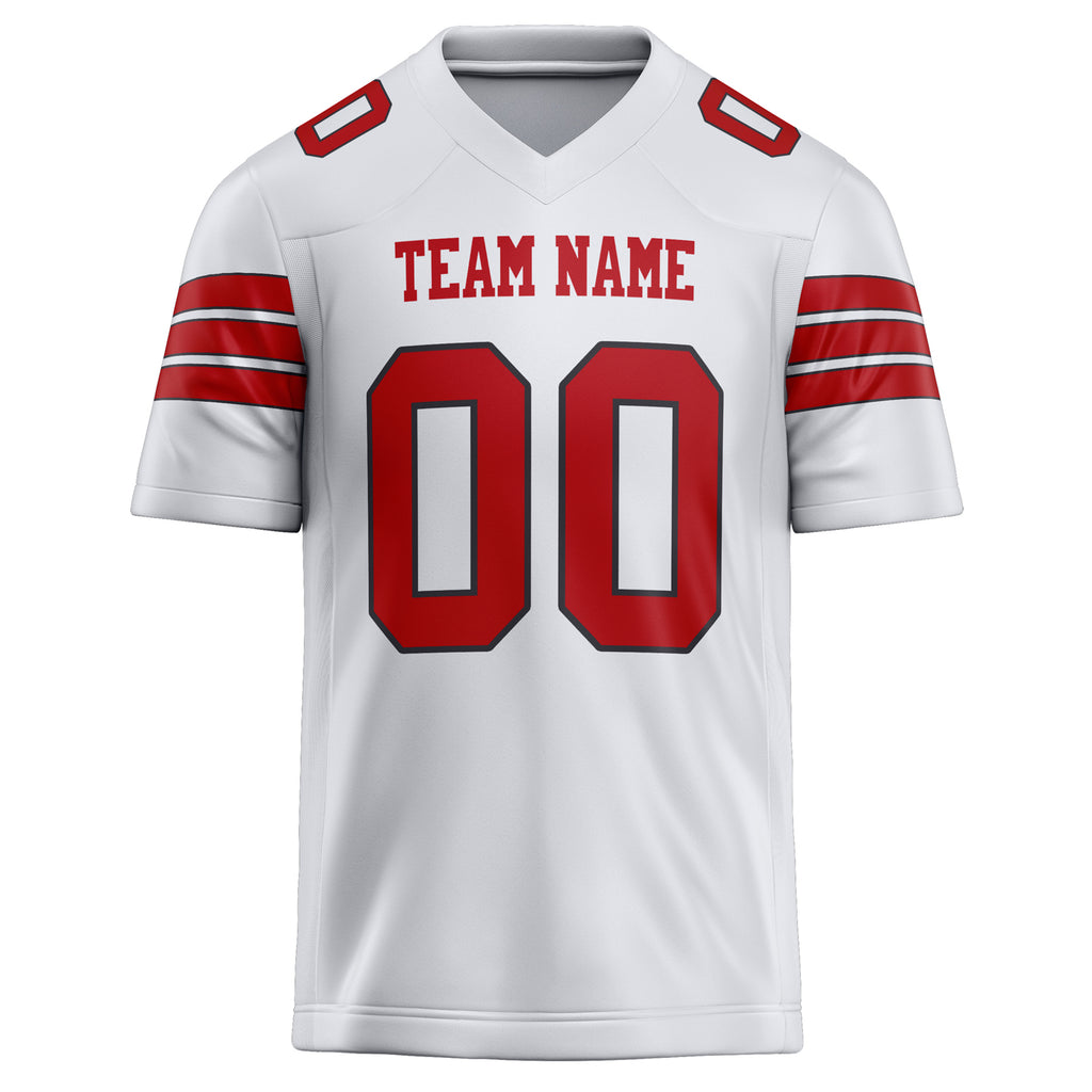 Personalized White & Red Solid Colour Football Jersey