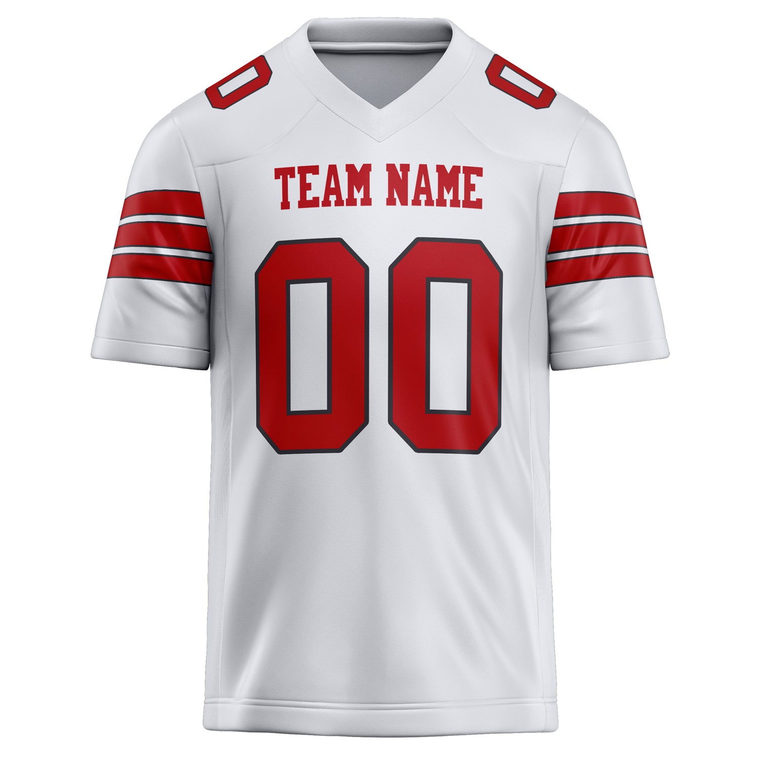 Personalized White & Red Solid Colour Football Jersey
