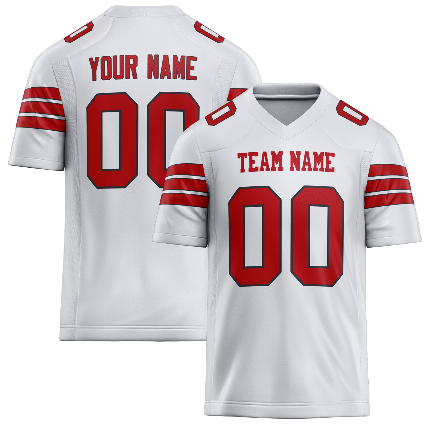 Personalized White Red Solid Colour Football Jersey FT02240730WH546
