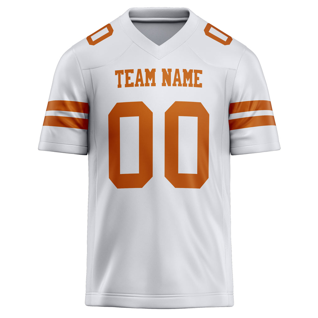 Personalized White & Orange Solid Colour Football Jersey