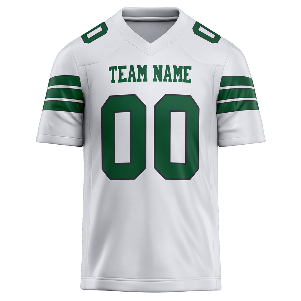 Personalized White & Green Solid Colour Football Jersey