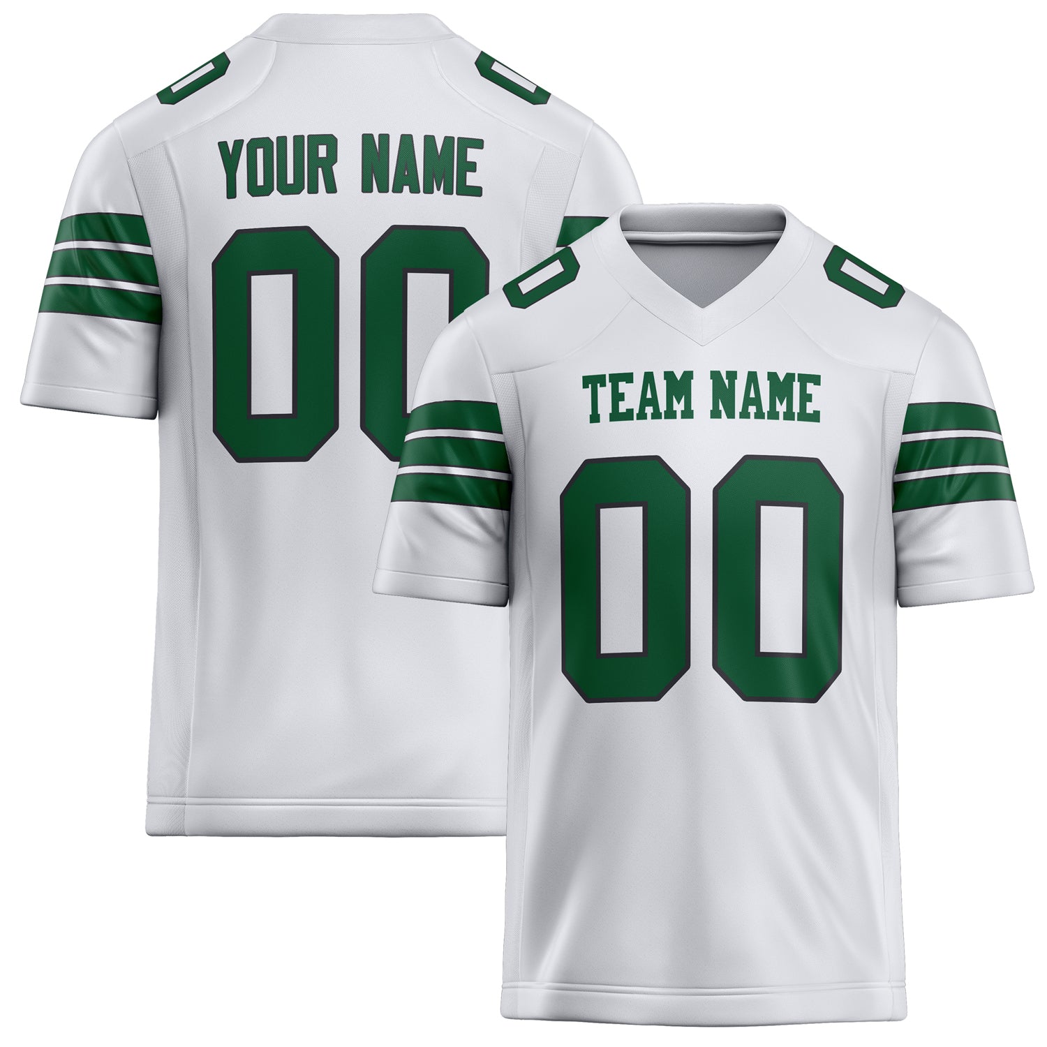 Personalized White Green Solid Colour Football Jersey FT02240730WH548