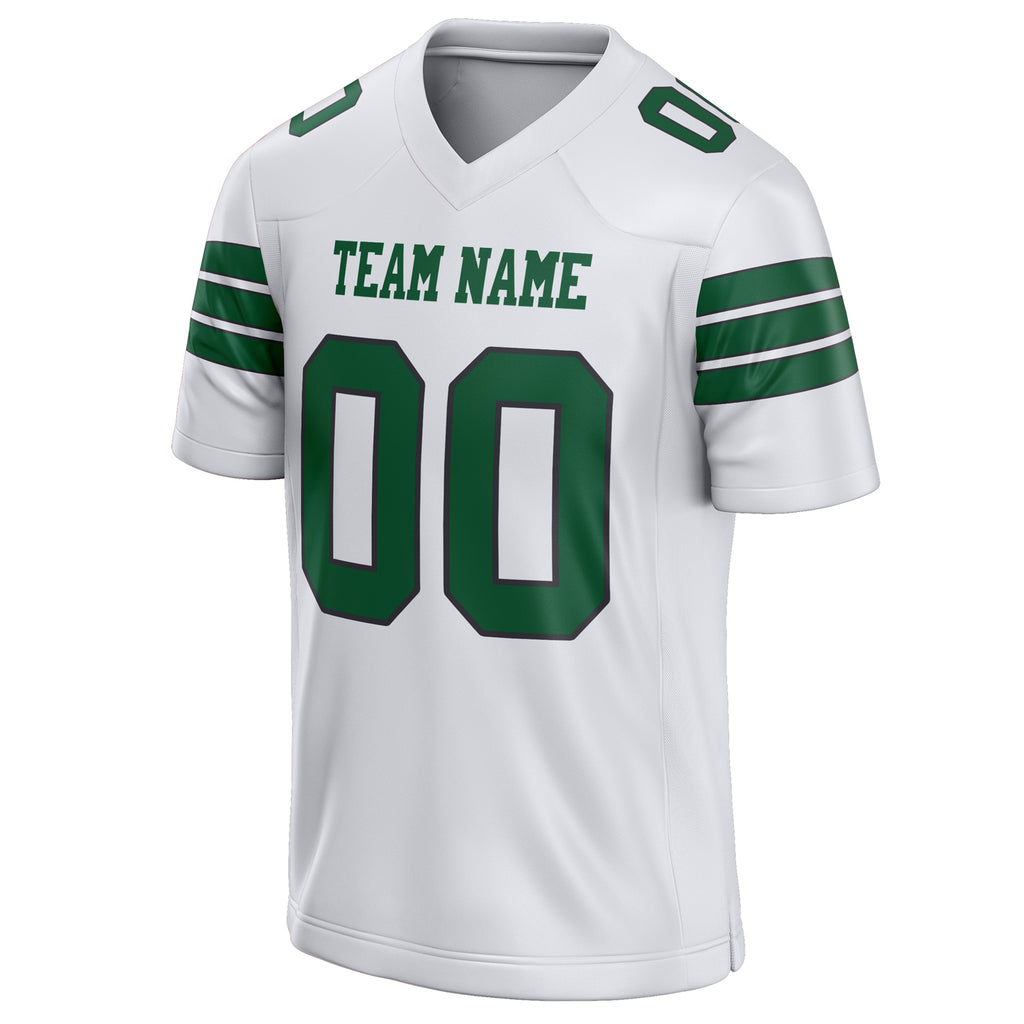 Personalized White & Green Solid Colour Football Jersey