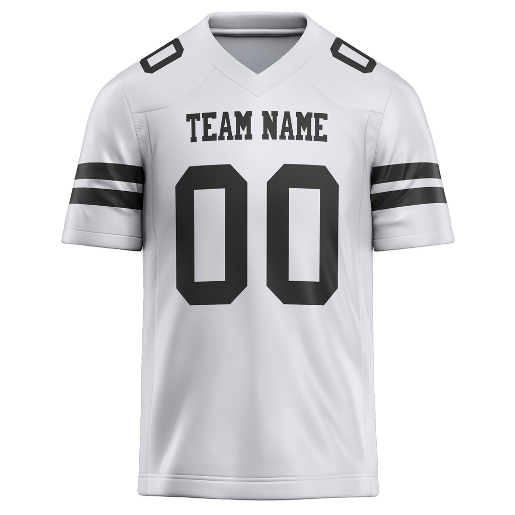 Personalized White & Black Solid Colour Football Jersey