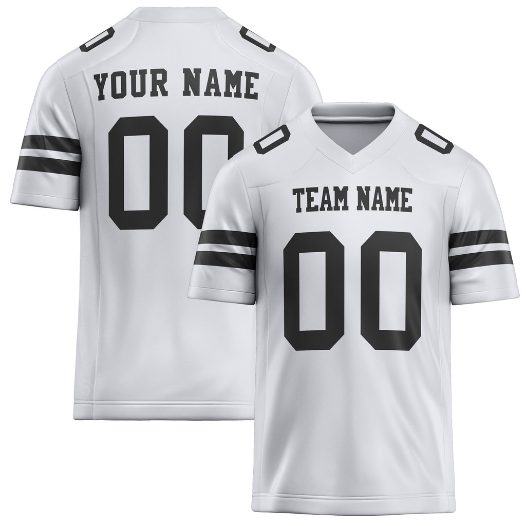 Personalized White Black Solid Colour Football Jersey FT02240730WH549