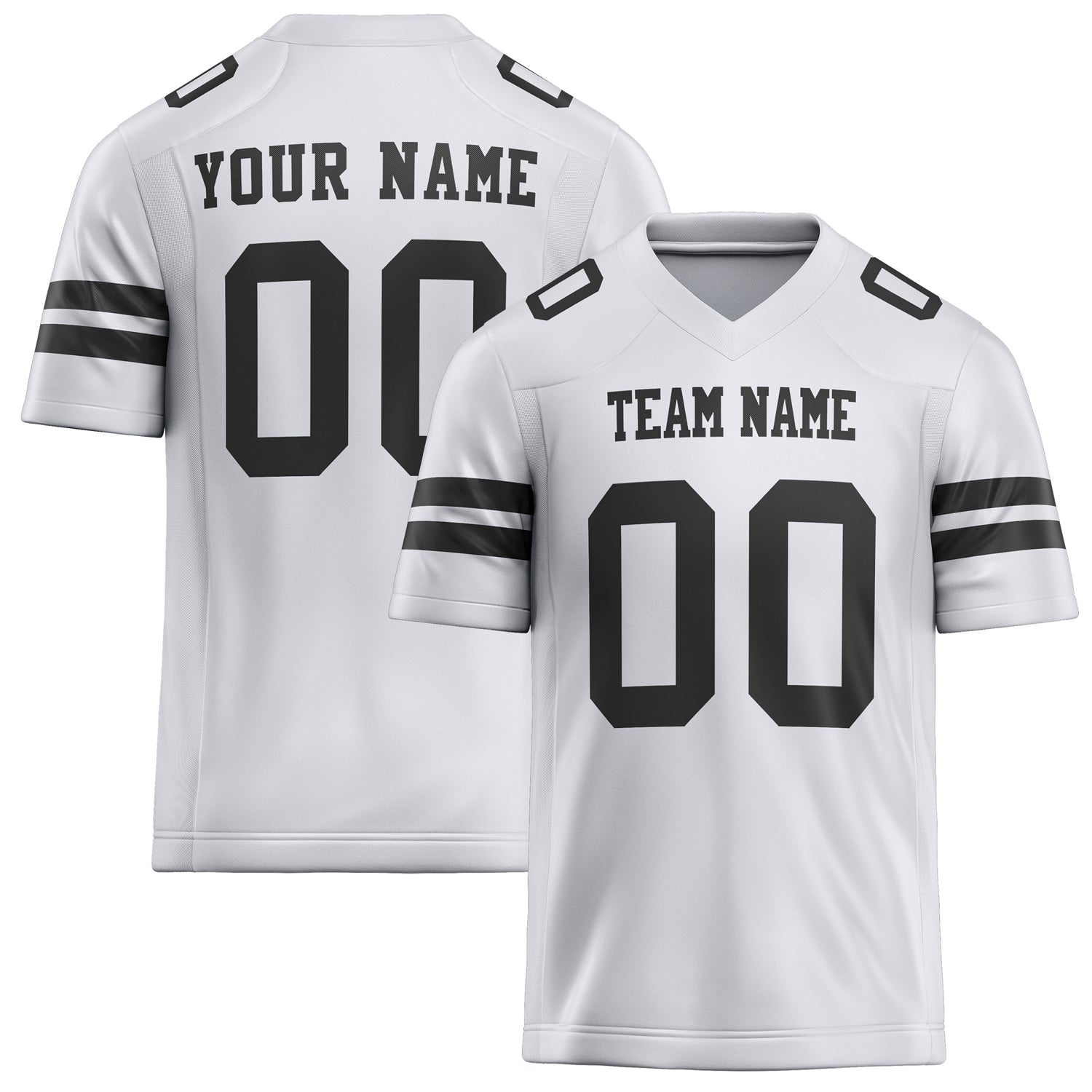 Personalized White Black Solid Colour Football Jersey FT02240730WH549