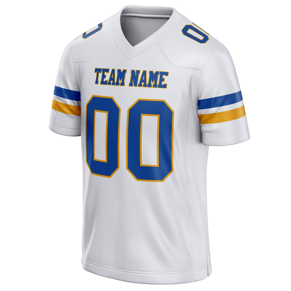 Personalized White & Blue Solid Colour Football Jersey