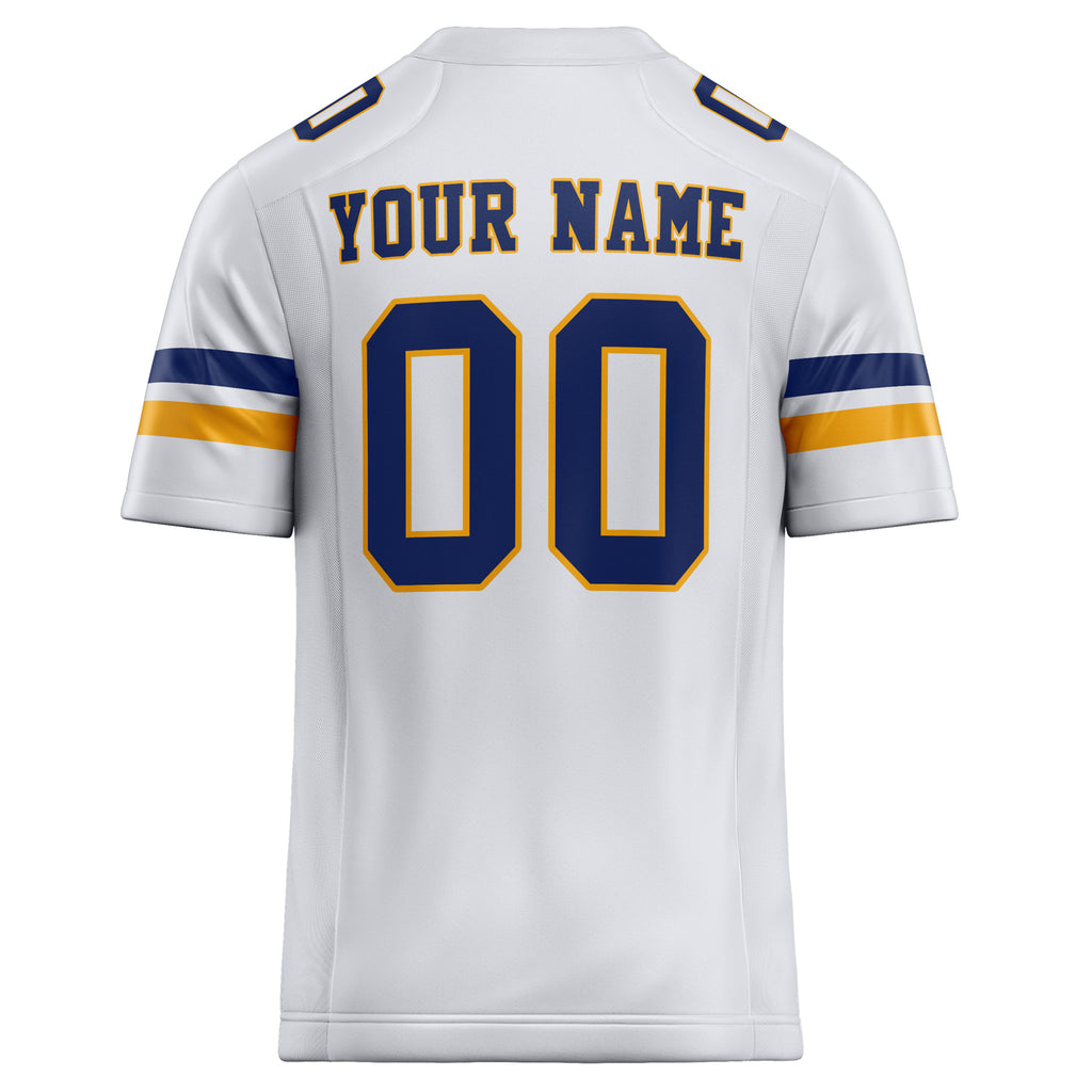 Personalized White & Navy Solid Colour Football Jersey