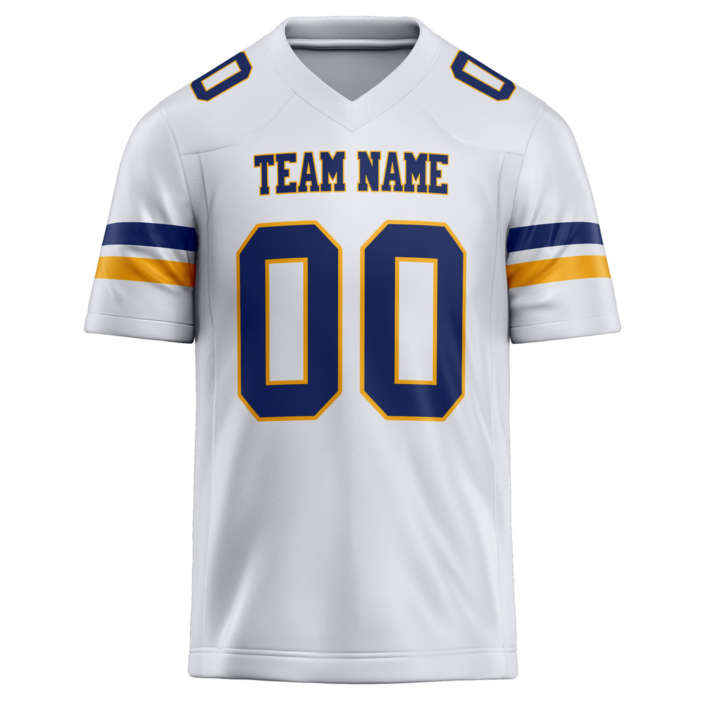 Personalized White & Navy Solid Colour Football Jersey
