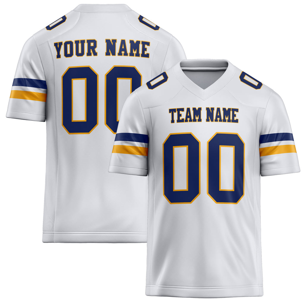 Personalized White Navy Solid Colour Football Jersey FT02240730WH551