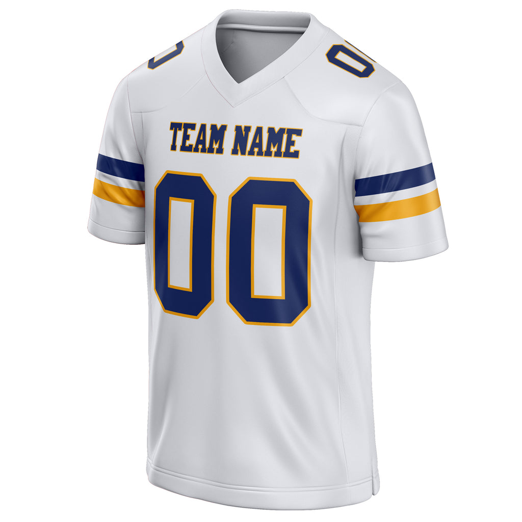 Personalized White & Navy Solid Colour Football Jersey