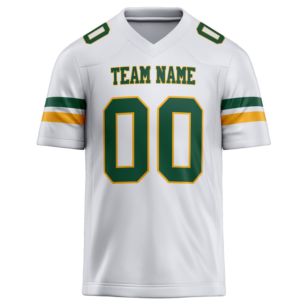Personalized White & Green Solid Colour Football Jersey