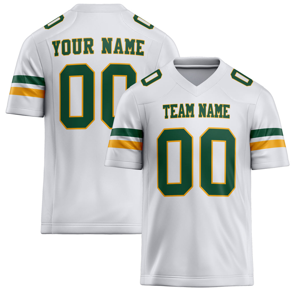 Personalized White Green Solid Colour Football Jersey FT02240730WH552