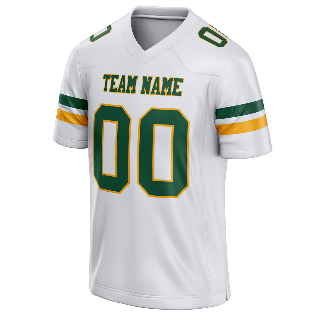 Personalized White & Green Solid Colour Football Jersey