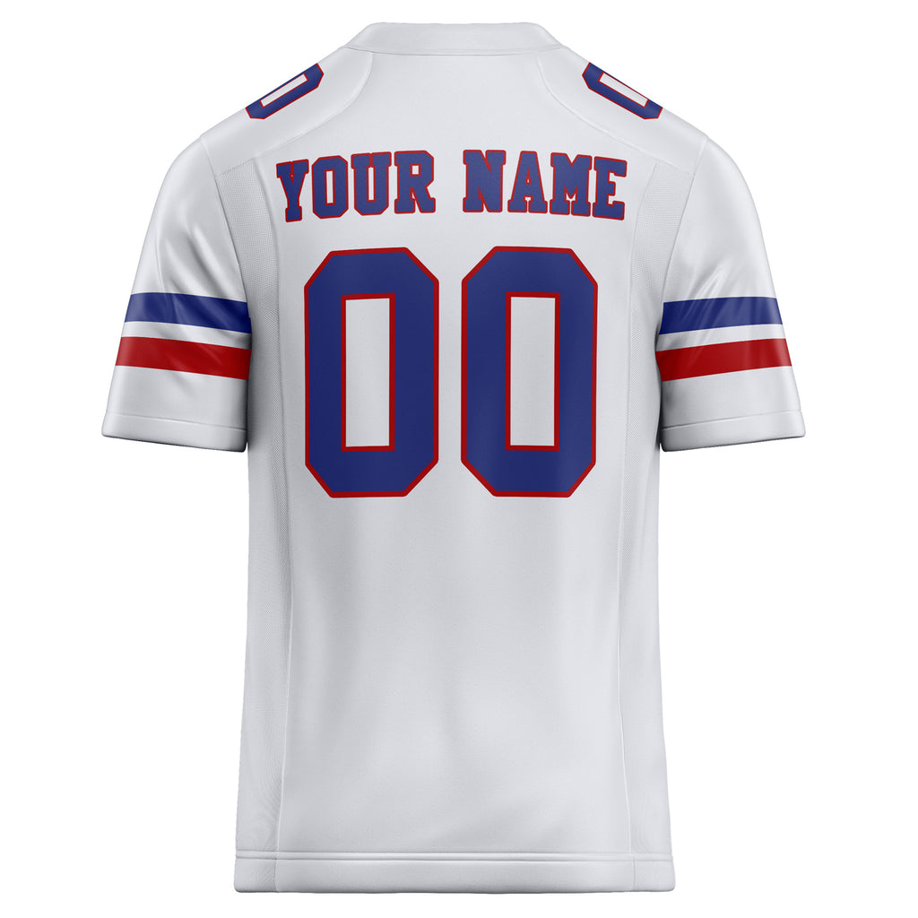 Personalized White & Royal Solid Colour Football Jersey