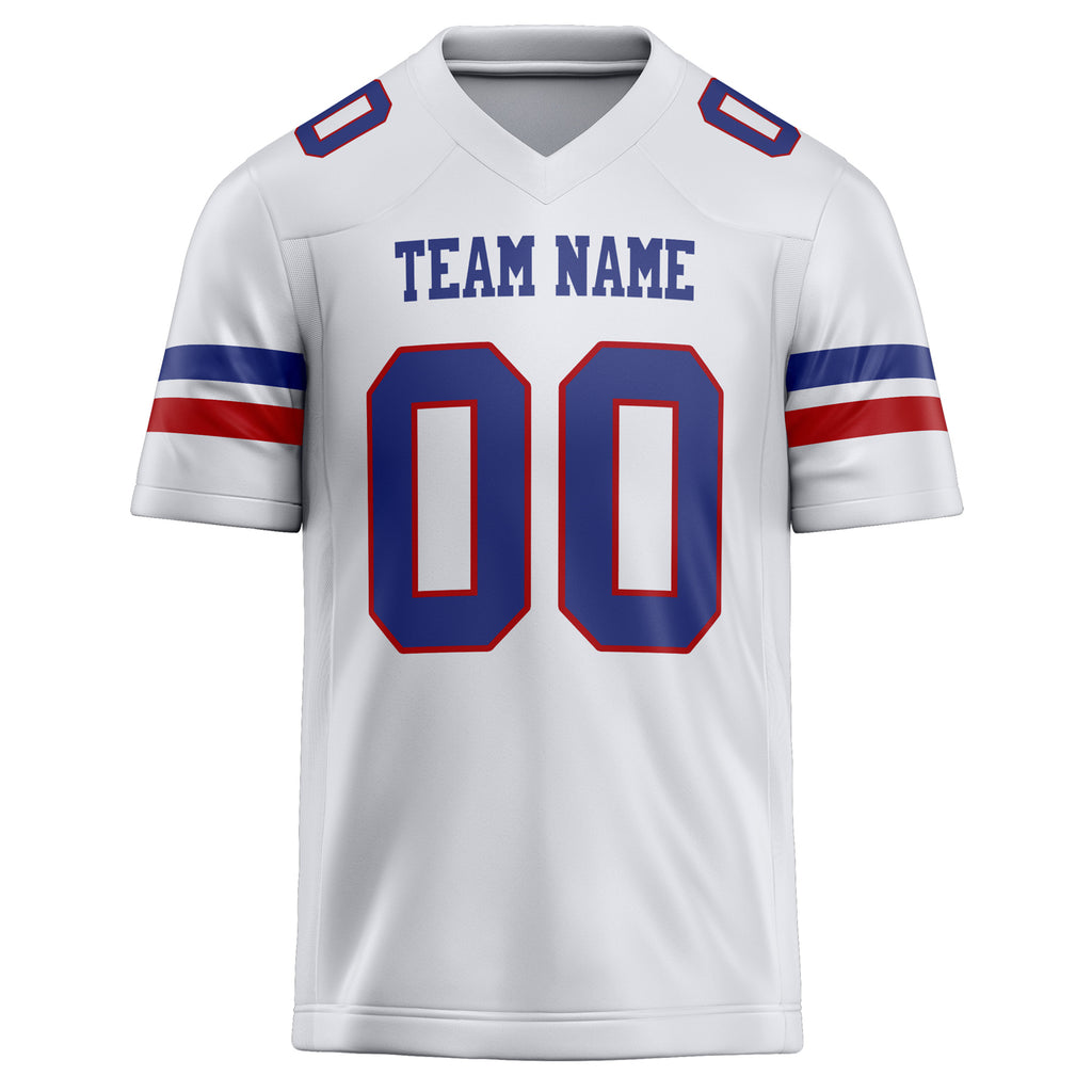 Personalized White & Royal Solid Colour Football Jersey