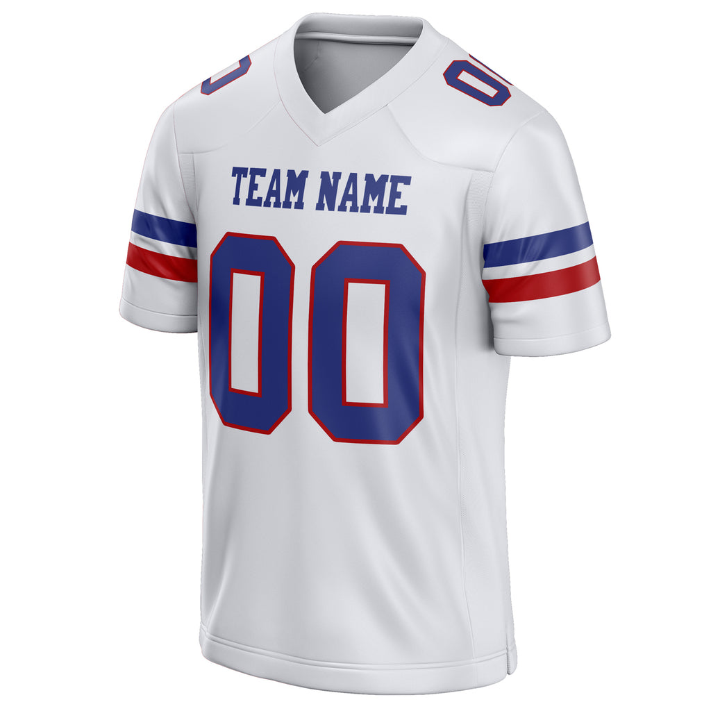 Personalized White & Royal Solid Colour Football Jersey