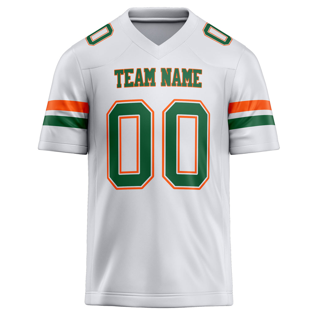 Personalized White & Kelly Green Solid Colour Football Jersey
