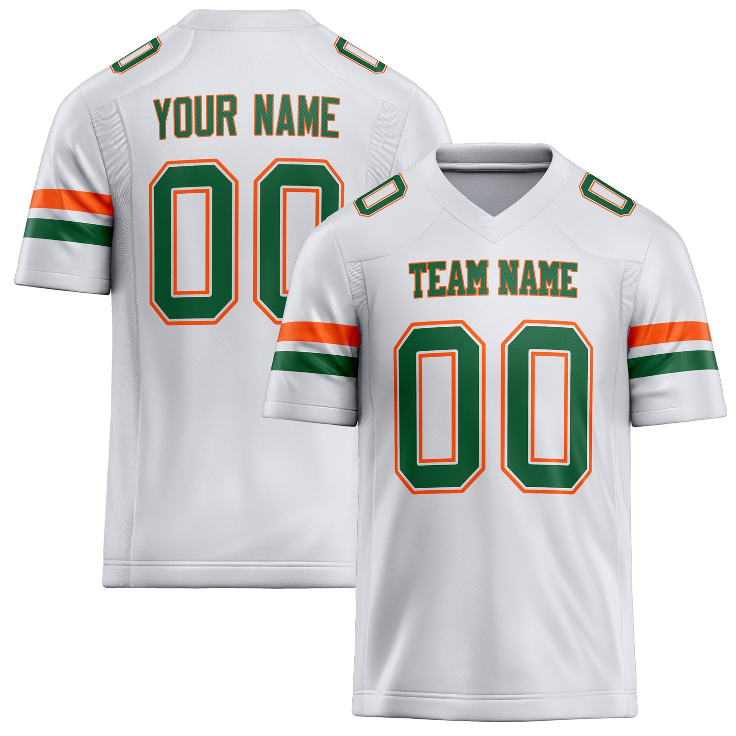 Personalized White Kelly Green Solid Colour Football Jersey FT02240730WH555