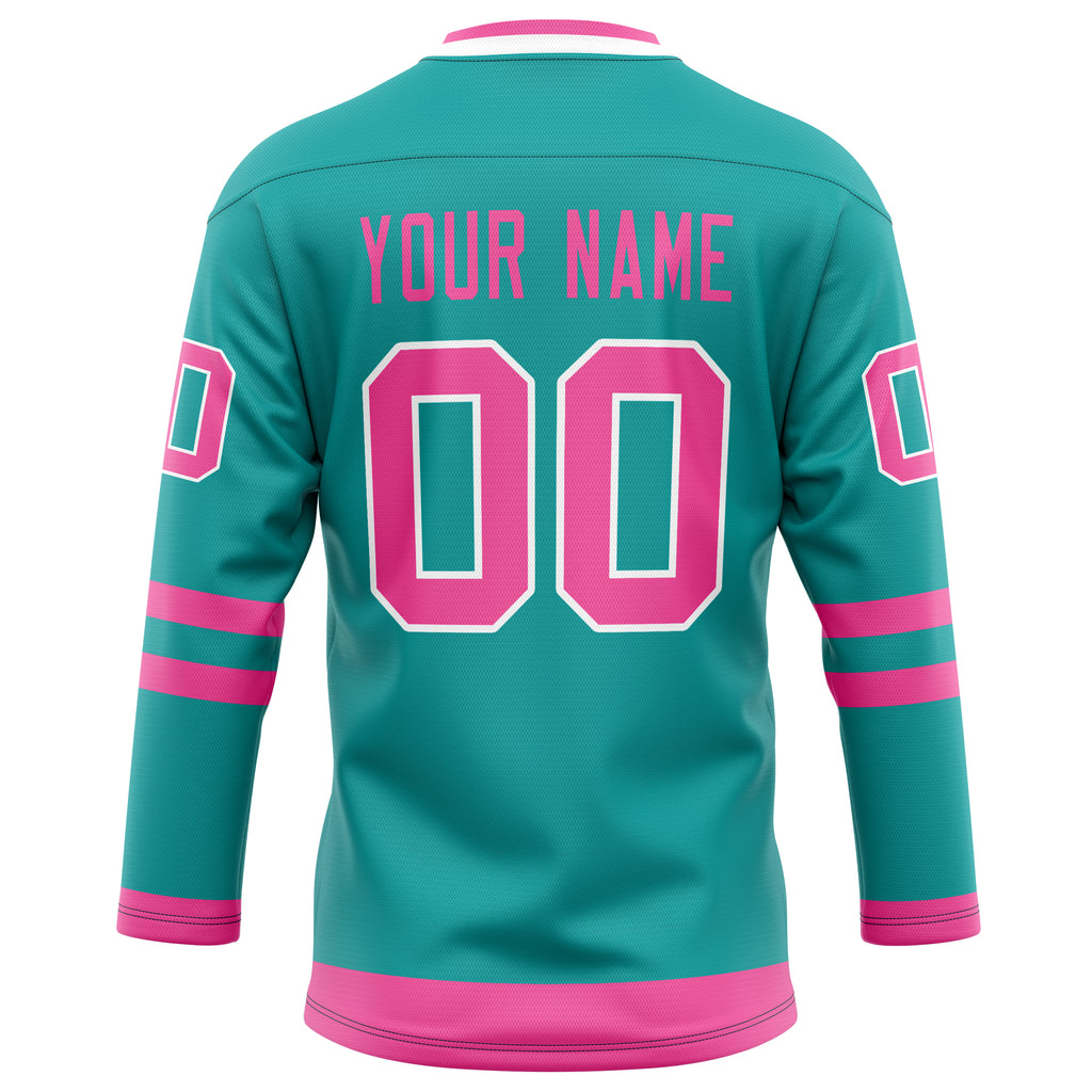 Personalized Aqua & Pink Solid Colour Hockey Jersey