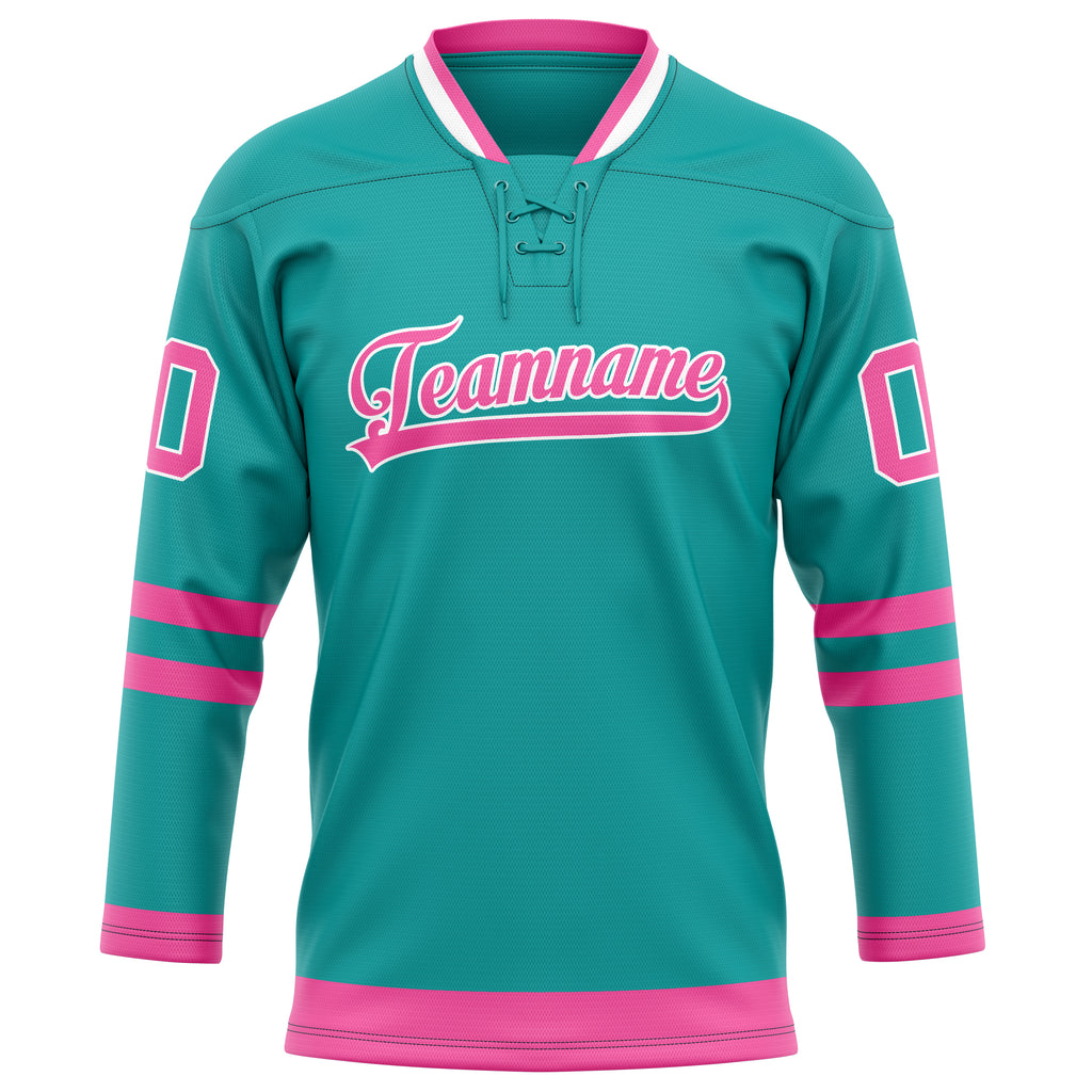 Personalized Aqua & Pink Solid Colour Hockey Jersey