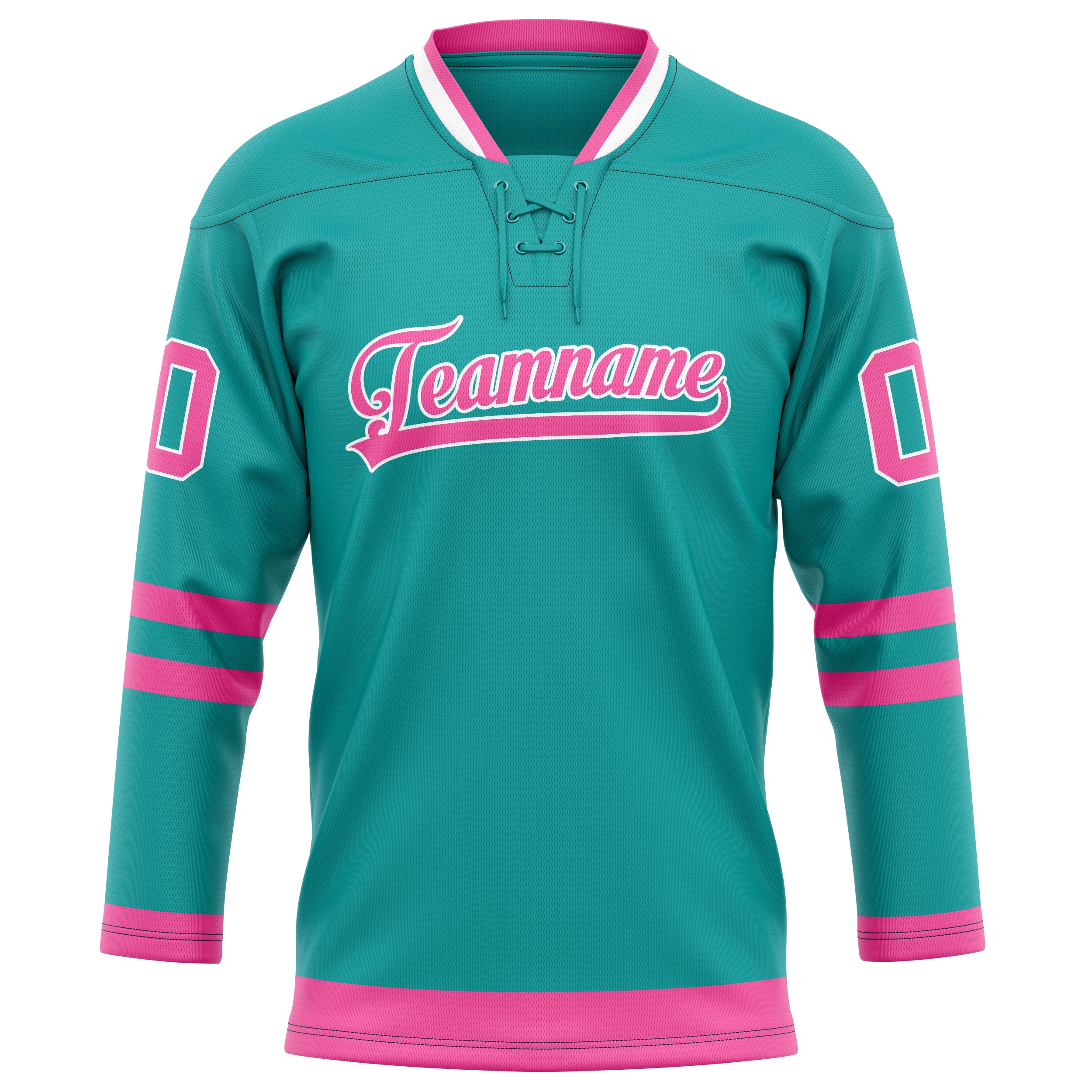 Personalized Aqua & Pink Solid Colour Hockey Jersey