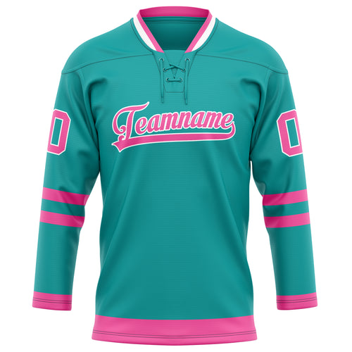 Personalized Aqua & Pink Solid Colour Hockey Jersey