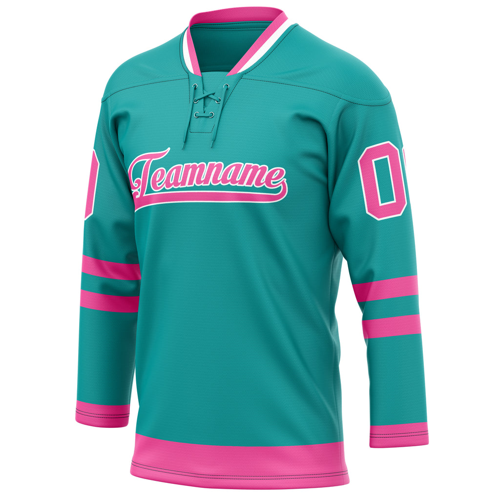 Personalized Aqua & Pink Solid Colour Hockey Jersey