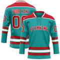 Personalized Aqua & Red Solid Colour Hockey Jersey