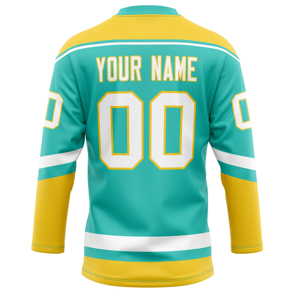 Personalized Aqua & Gold Solid Colour Hockey Jersey
