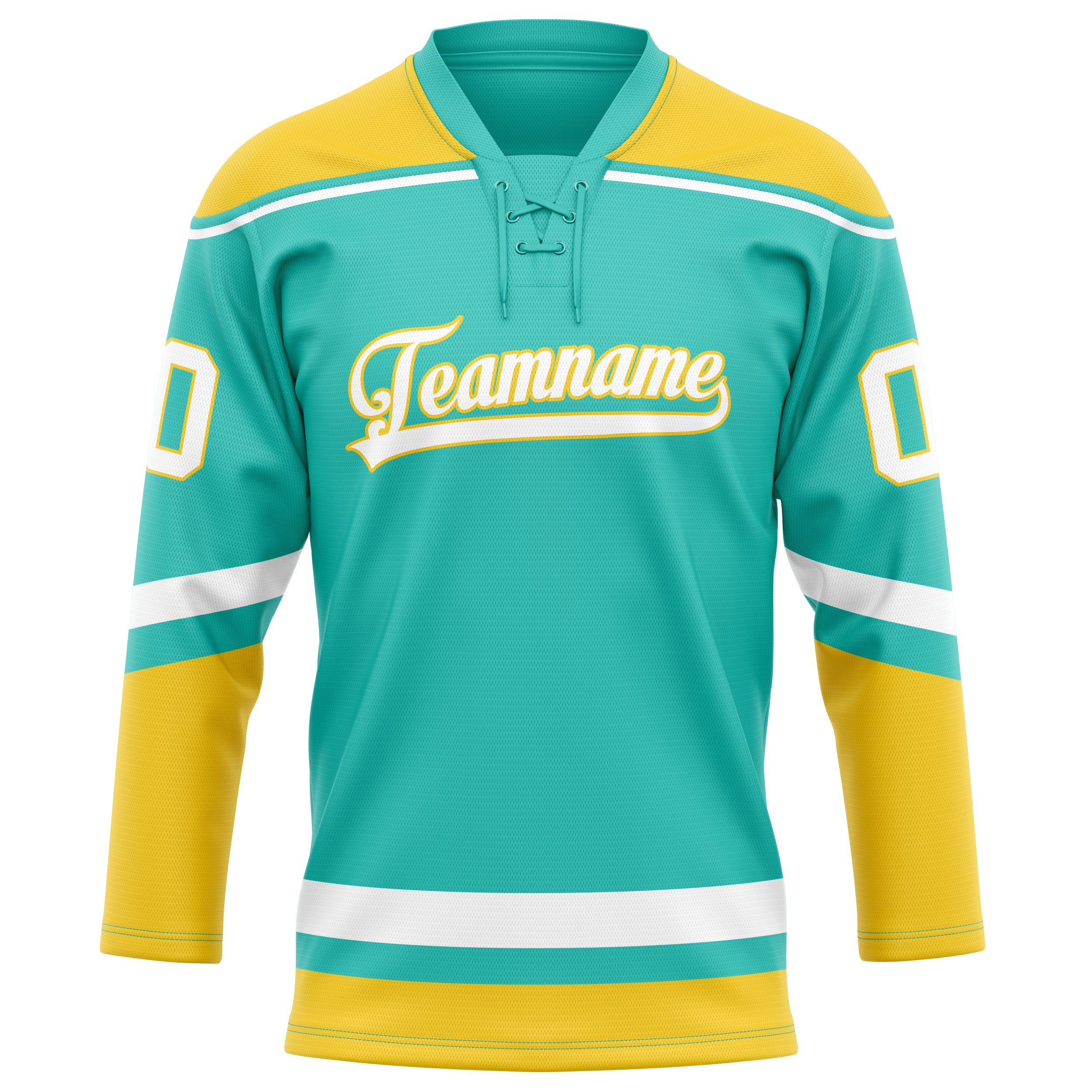 Personalized Aqua & Gold Solid Colour Hockey Jersey