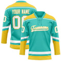 Personalized Aqua & Gold Solid Colour Hockey Jersey