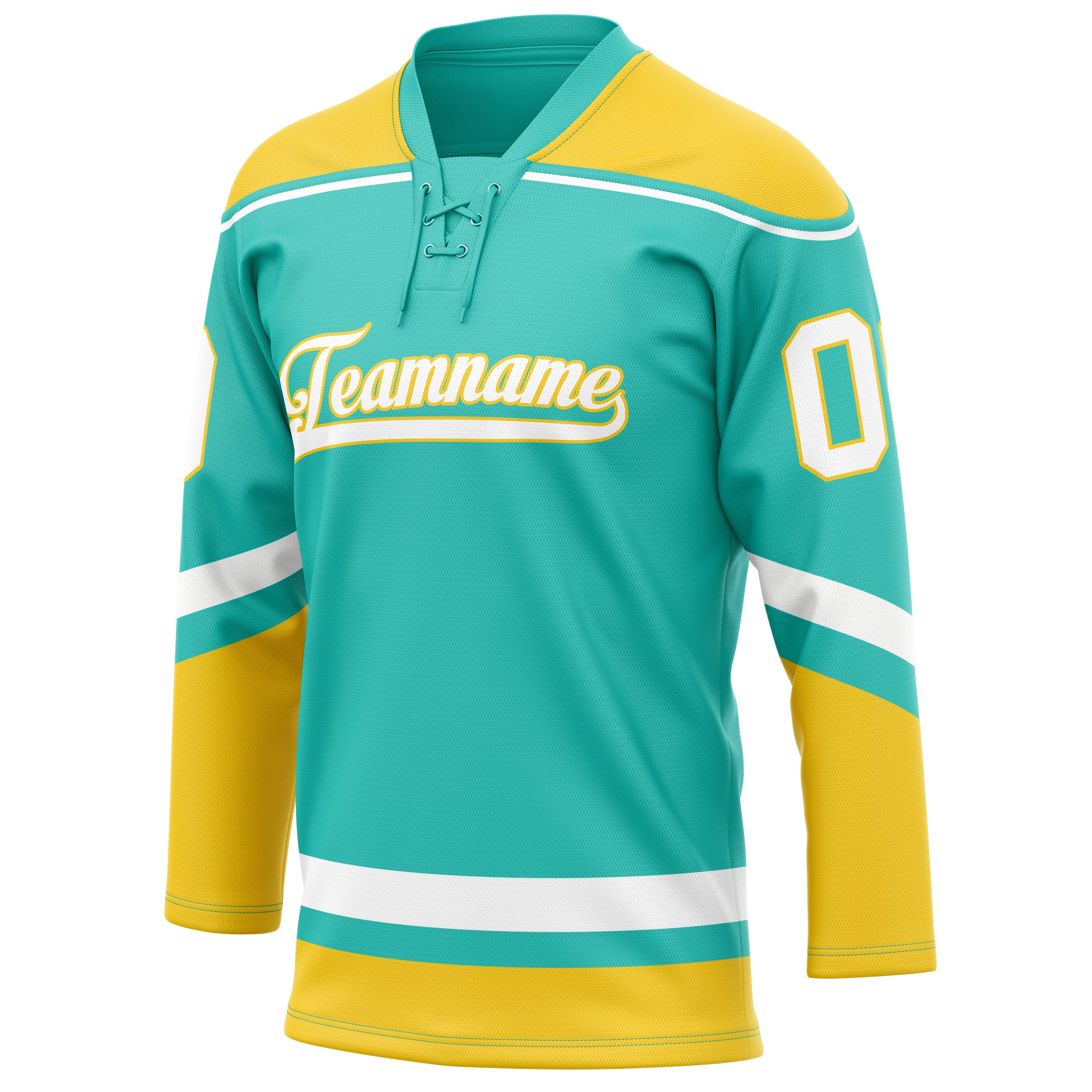 Personalized Aqua & Gold Solid Colour Hockey Jersey
