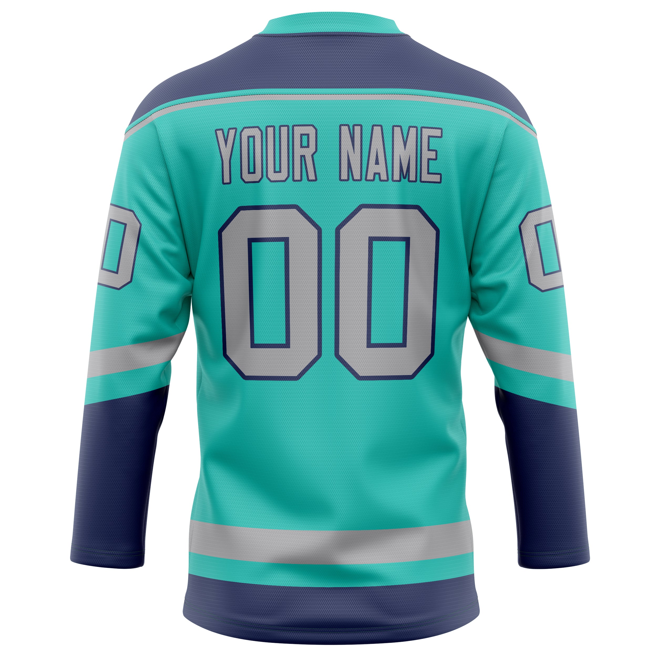 Personalized Aqua & Navy Solid Colour Hockey Jersey
