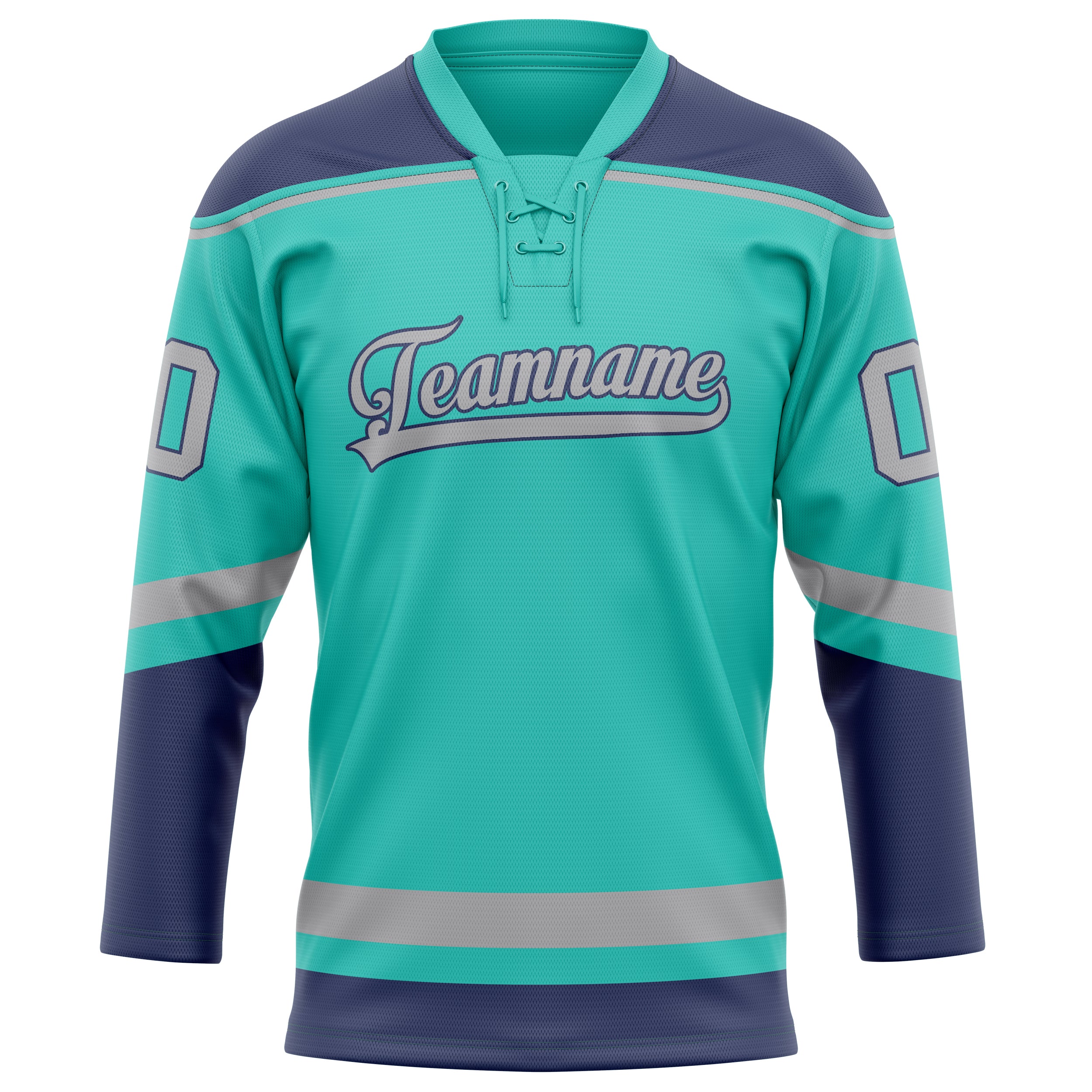 Personalized Aqua & Navy Solid Colour Hockey Jersey