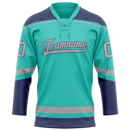 Personalized Aqua & Navy Solid Colour Hockey Jersey