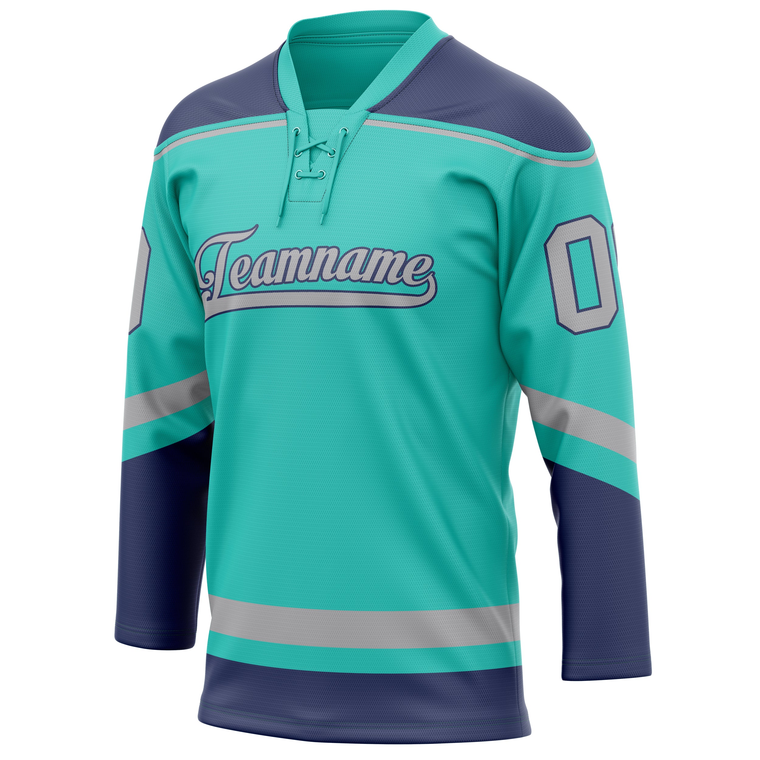 Personalized Aqua & Navy Solid Colour Hockey Jersey
