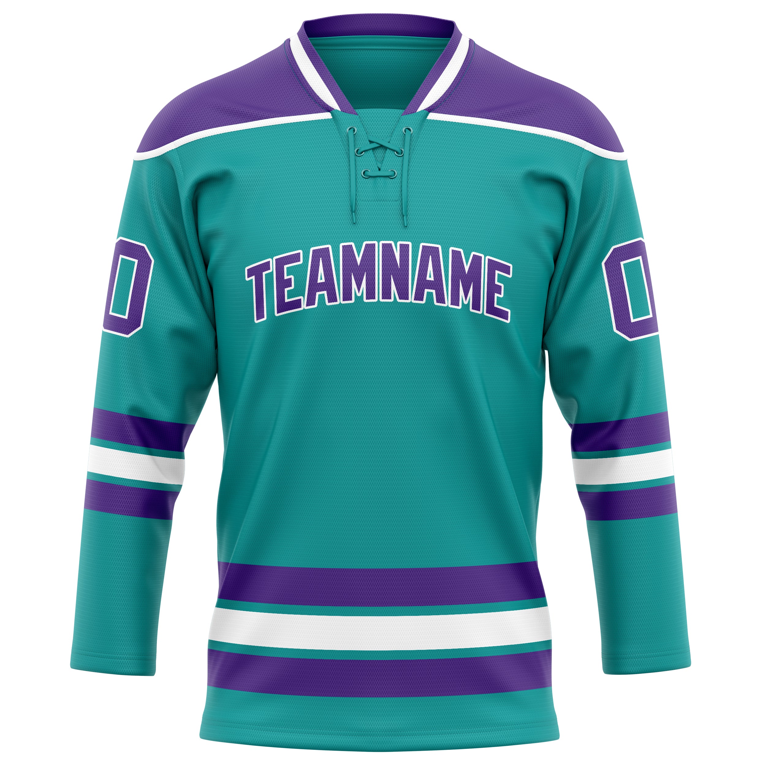 Personalized Aqua & Purple Solid Colour Hockey Jersey